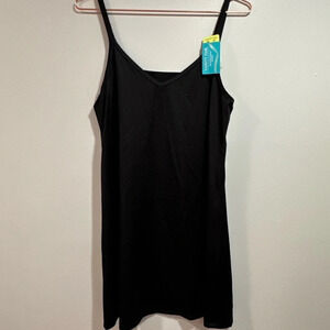 NWT Vintage Vanity Fair Black Opaque Midi Slip Dress V-neck Size 36 Made in USA